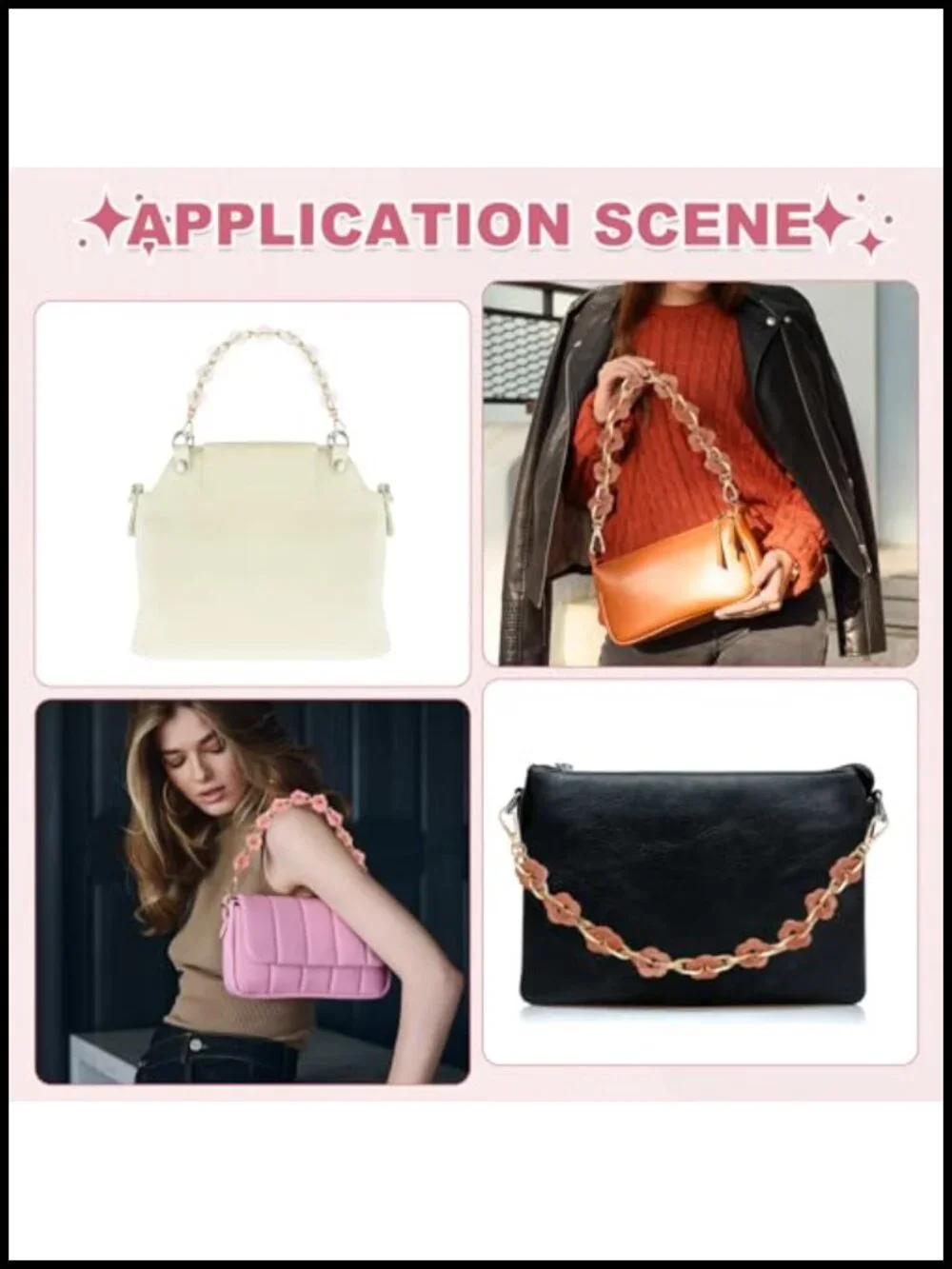 Acrylic Chain Strap Flower Chunky Purse Extension Decorative Short Chain for